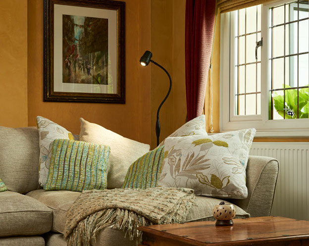 Alex Varifocus Floor Reading Light - Behind Sofa